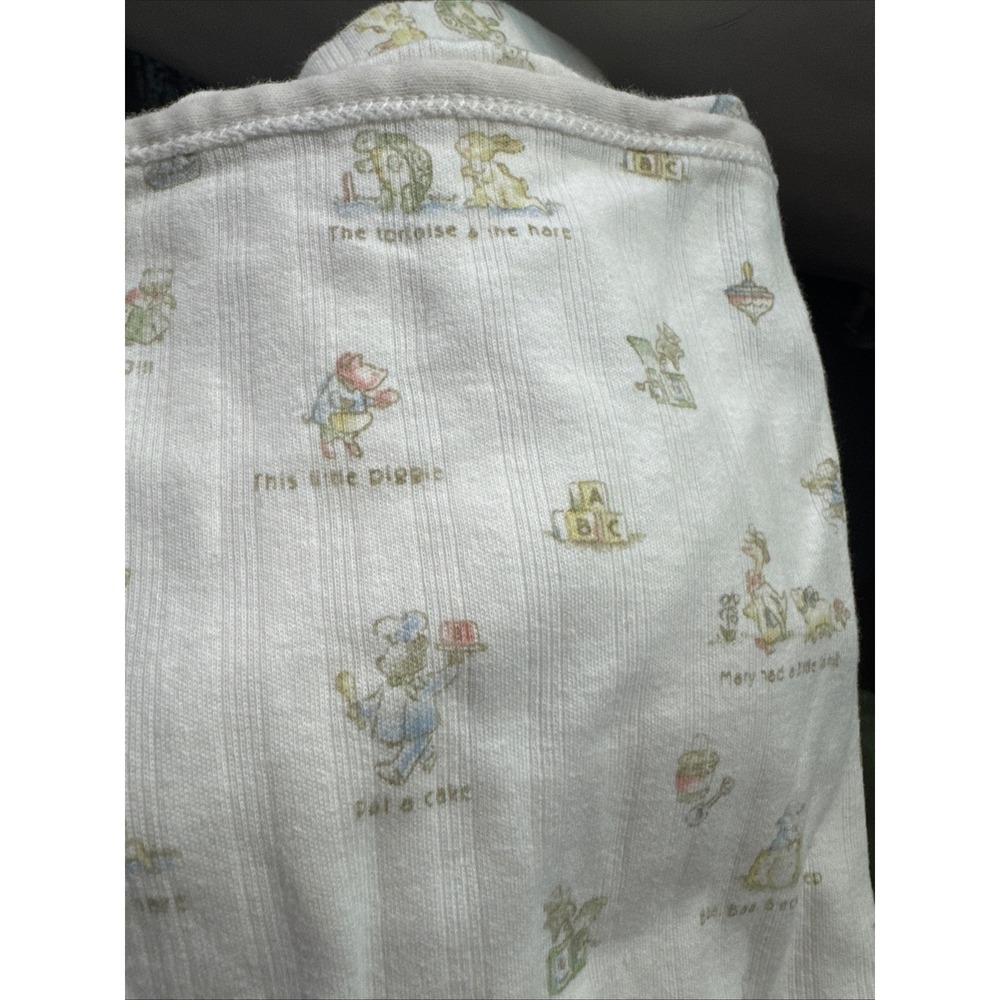 Vintage Carters Classics Blanket White Nursery Rhyme Ribbed Cotton Receiving Top